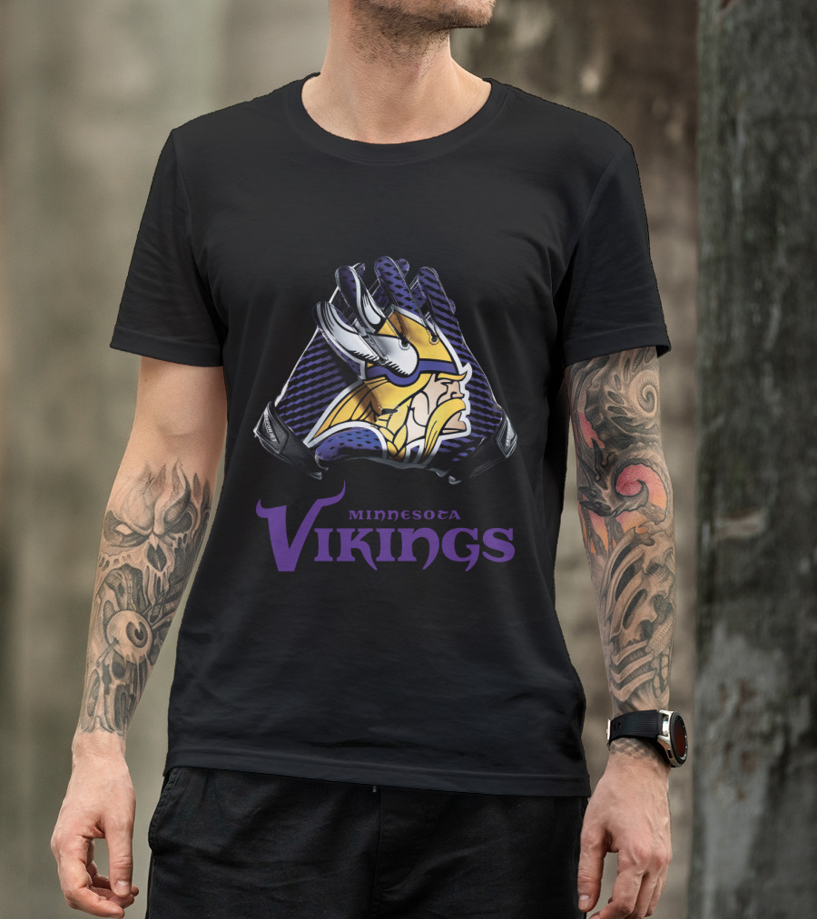 Minnesota Vikings Nfl Gloves Iconic Team T-Shirt