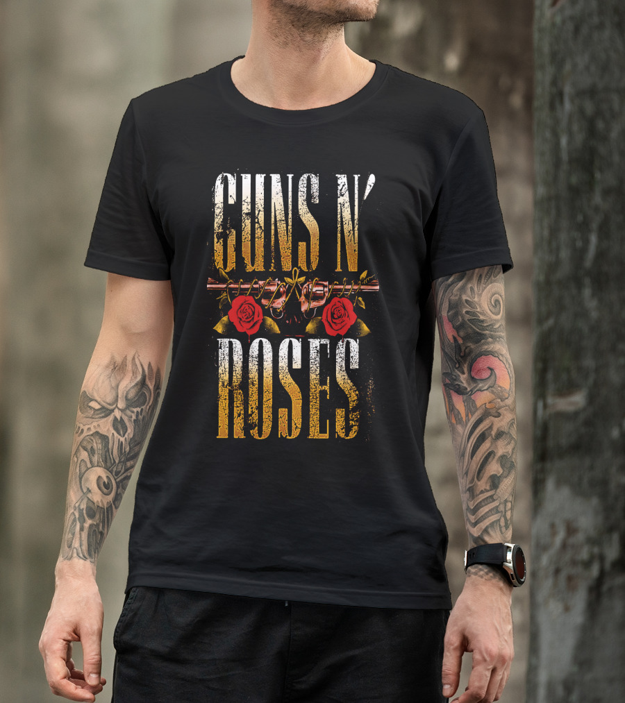 Guns N' Roses Dual Pistols With Red Roses T-Shirt