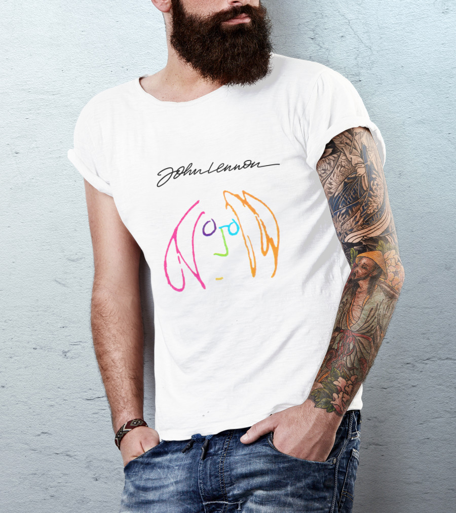 John Lennon Signature Neon Line Art Face JLN 04 Imagine T-Shirt