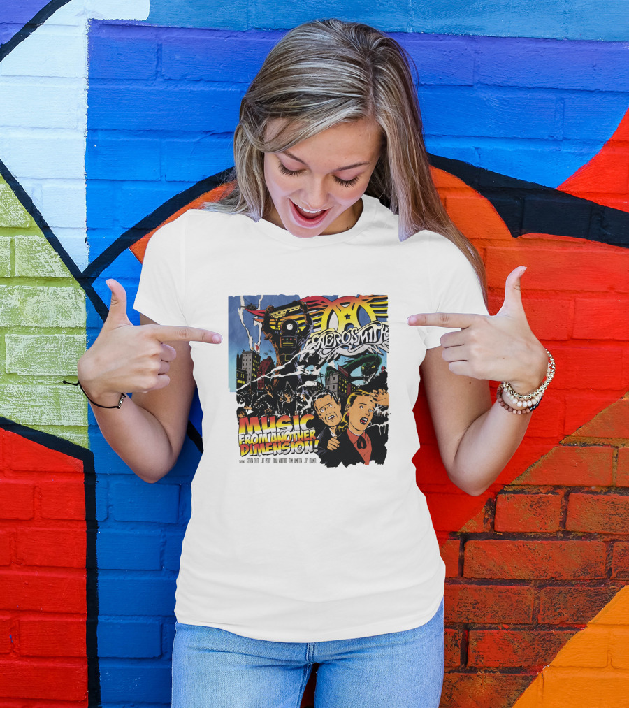 Aerosmith Music From Another Dimension Comic-Style Galactic Robot Skyline T-Shirt