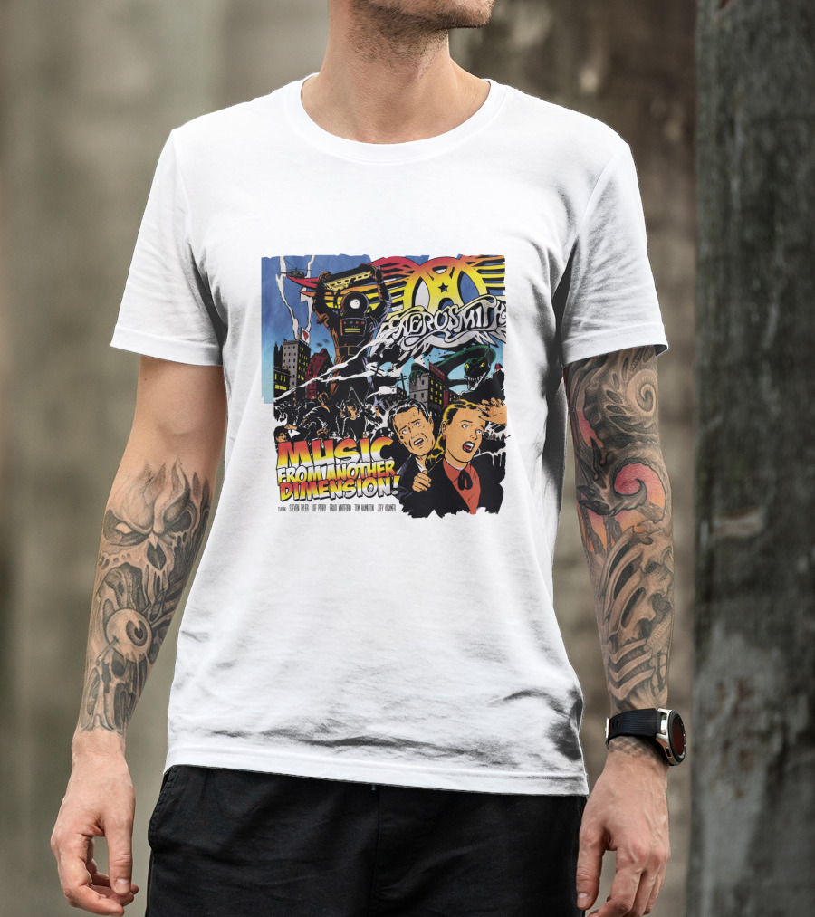 Aerosmith Music From Another Dimension Comic-Style Galactic Robot Skyline T-Shirt