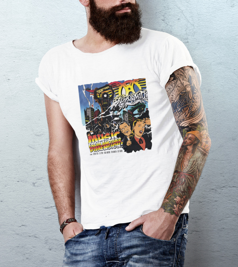 Aerosmith Music From Another Dimension Comic-Style Galactic Robot Skyline T-Shirt