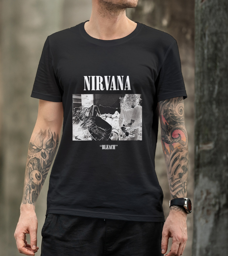 Nirvana Bleach Album Cover Black And White Negative T-Shirt