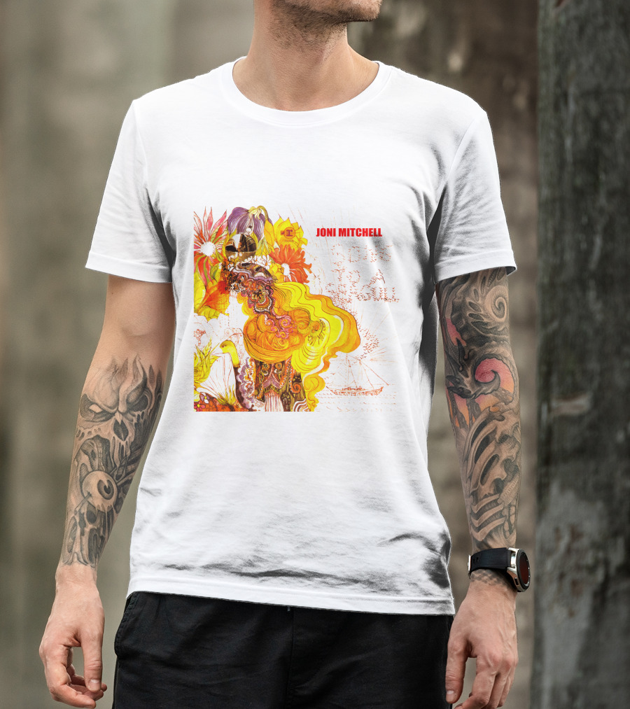 Joni Mitchell Song To A Seagull Colorful Floral Artwork With Yellow Orange Accents T-Shirt
