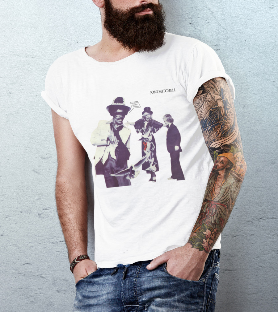 Joni Mitchell Don Juan's Reckless Daughter Album Cover Imagery With Figures And Birds T-Shirt