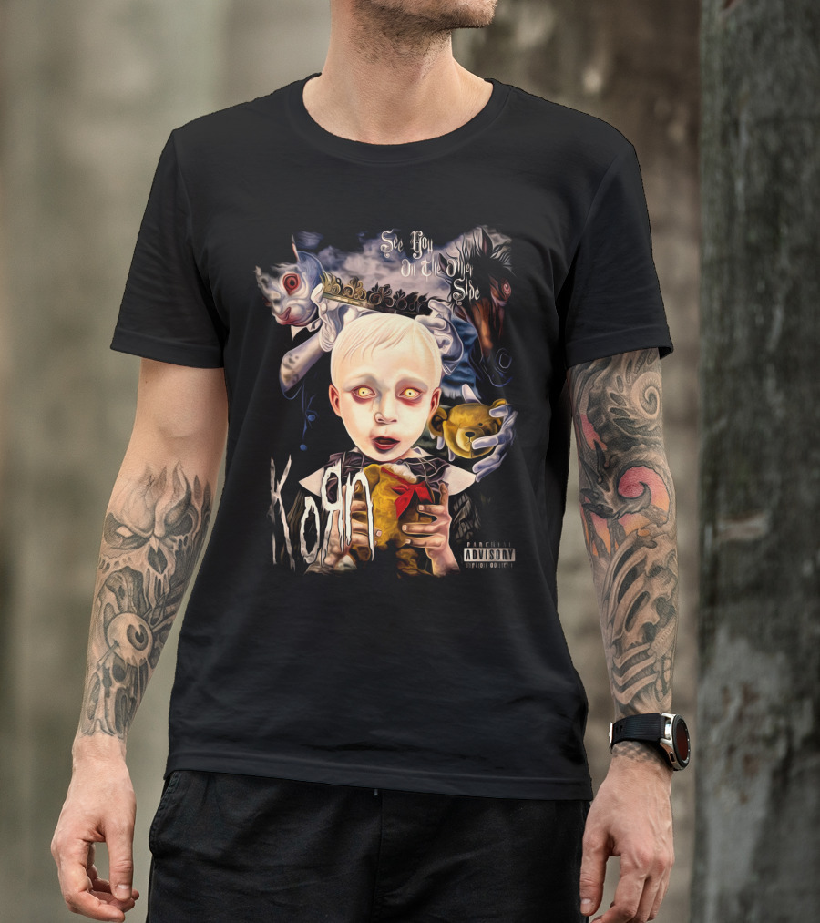 KORN See You On The Other Side Creepy Child And Doll With Clown Faces T-Shirt