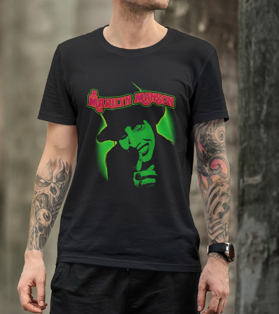 Marilyn Manson Green Gothic Portrait Mms T-Shirt