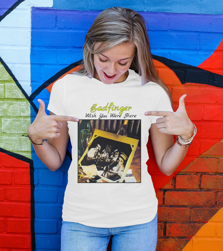 Badfinger Wish You Were Here Album Art Photographic Table Setting With Drinks And Photographs T-Shirt