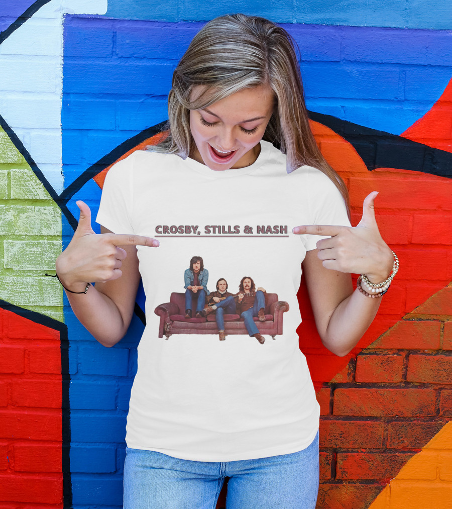 Crosby Stills & Nash On Vintage Couch T-Shirt
