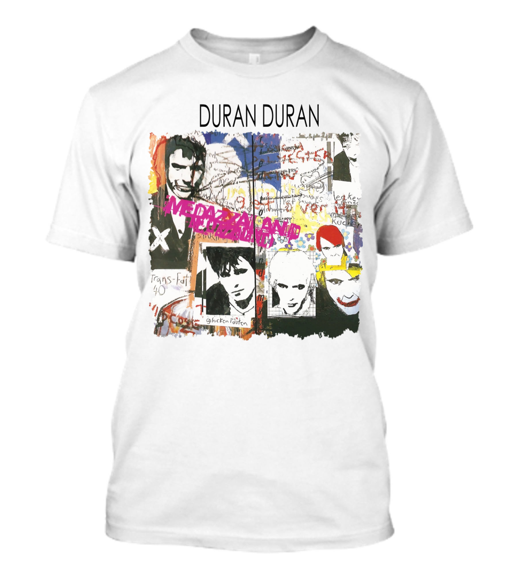 Duran Duran Medazzaland Collage Art With Faces And Graffiti Elements T-Shirt