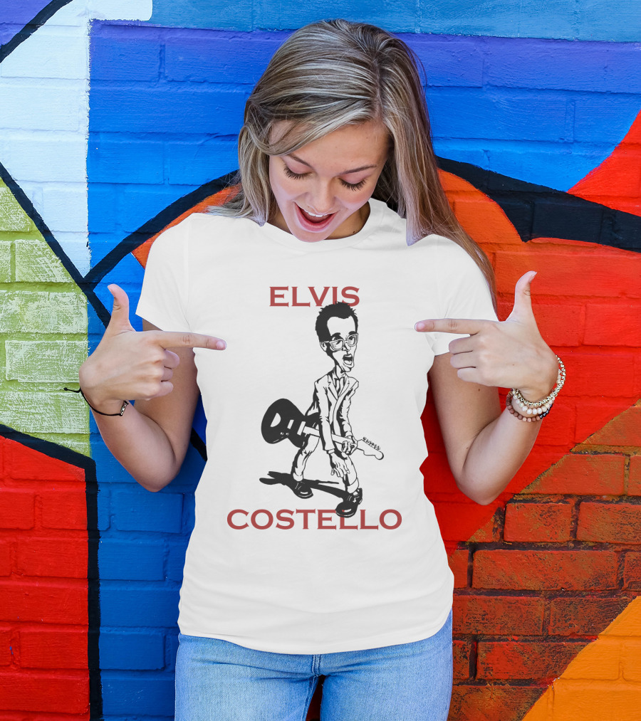 Elvis Costello Caricature With Guitar T-Shirt