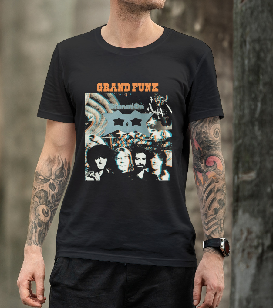 Grand Funk Railroad Shinin' On Album Cover Art With Band Members T-Shirt