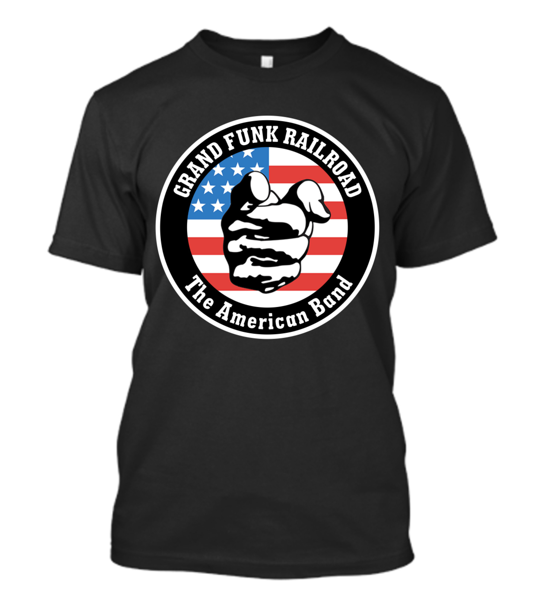 Grand Funk Railroad The American Band Pointing Finger Logo USA Flag T-Shirt