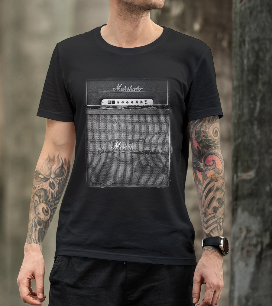Marshall Vintage Amplifier Stack Black And White Image T-Shirt