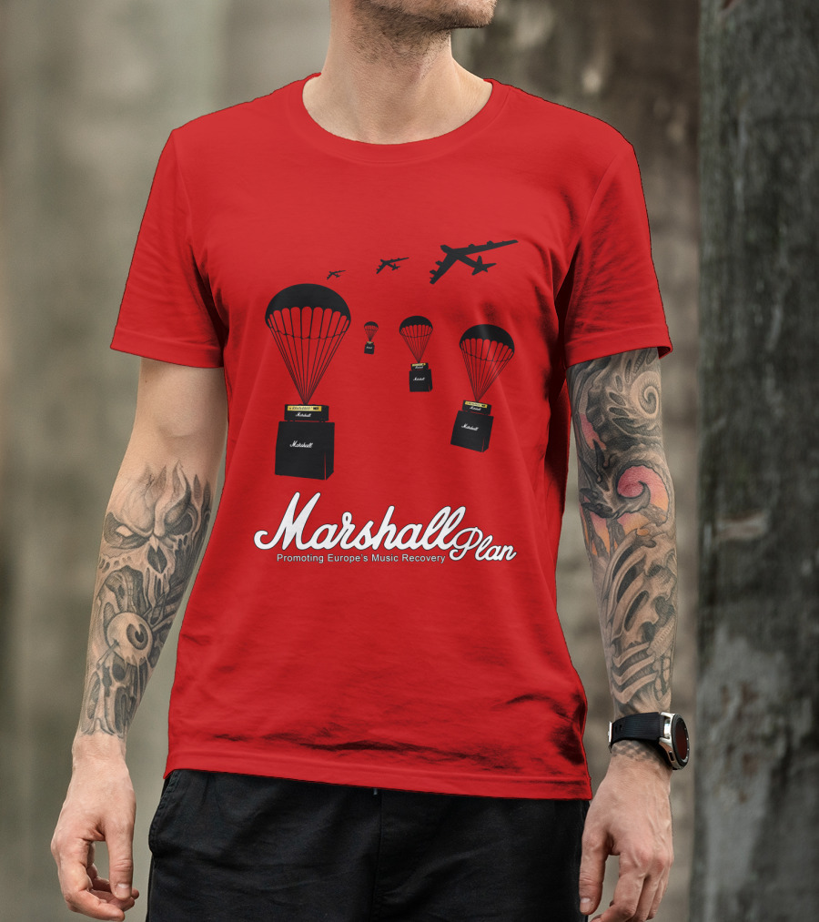 Marshall Plan Amplifiers Parachuted For Europe's Music Recovery T-Shirt