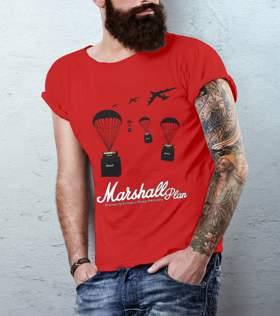 Marshall Plan Amplifiers Parachuted For Europe's Music Recovery T-Shirt