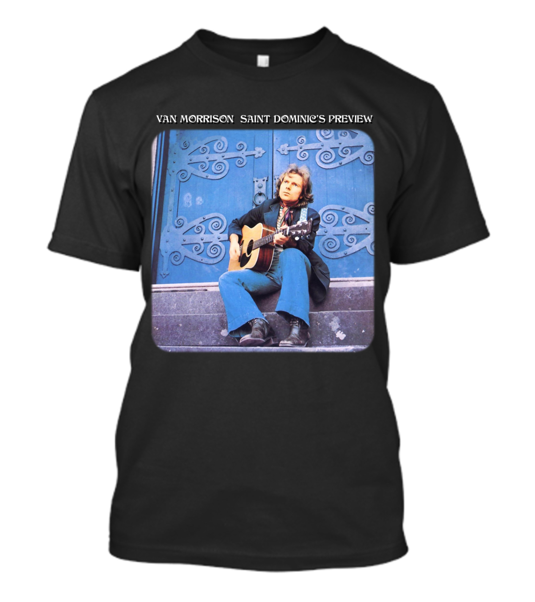 Van Morrison Saint Dominic's Preview Acoustic Session Blue Doorway Background T-Shirt