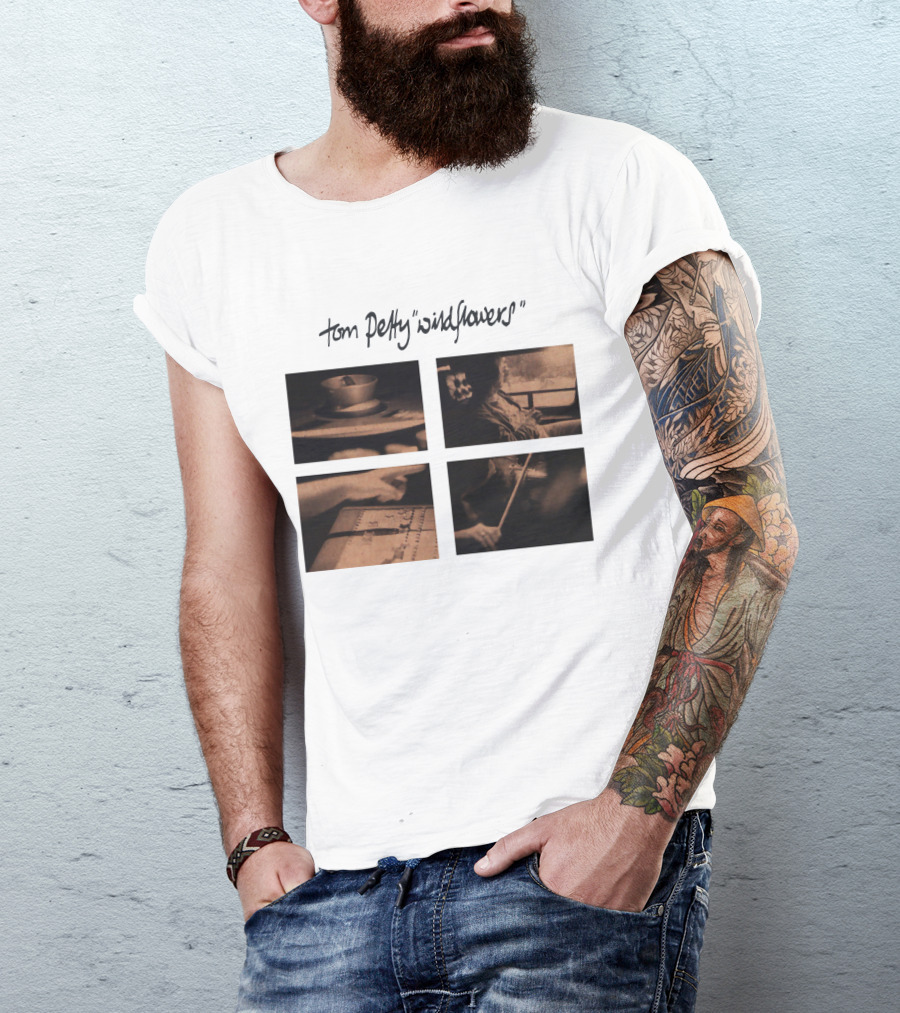 Tom Petty Wildflowers Album Four Sepia Photos T-Shirt