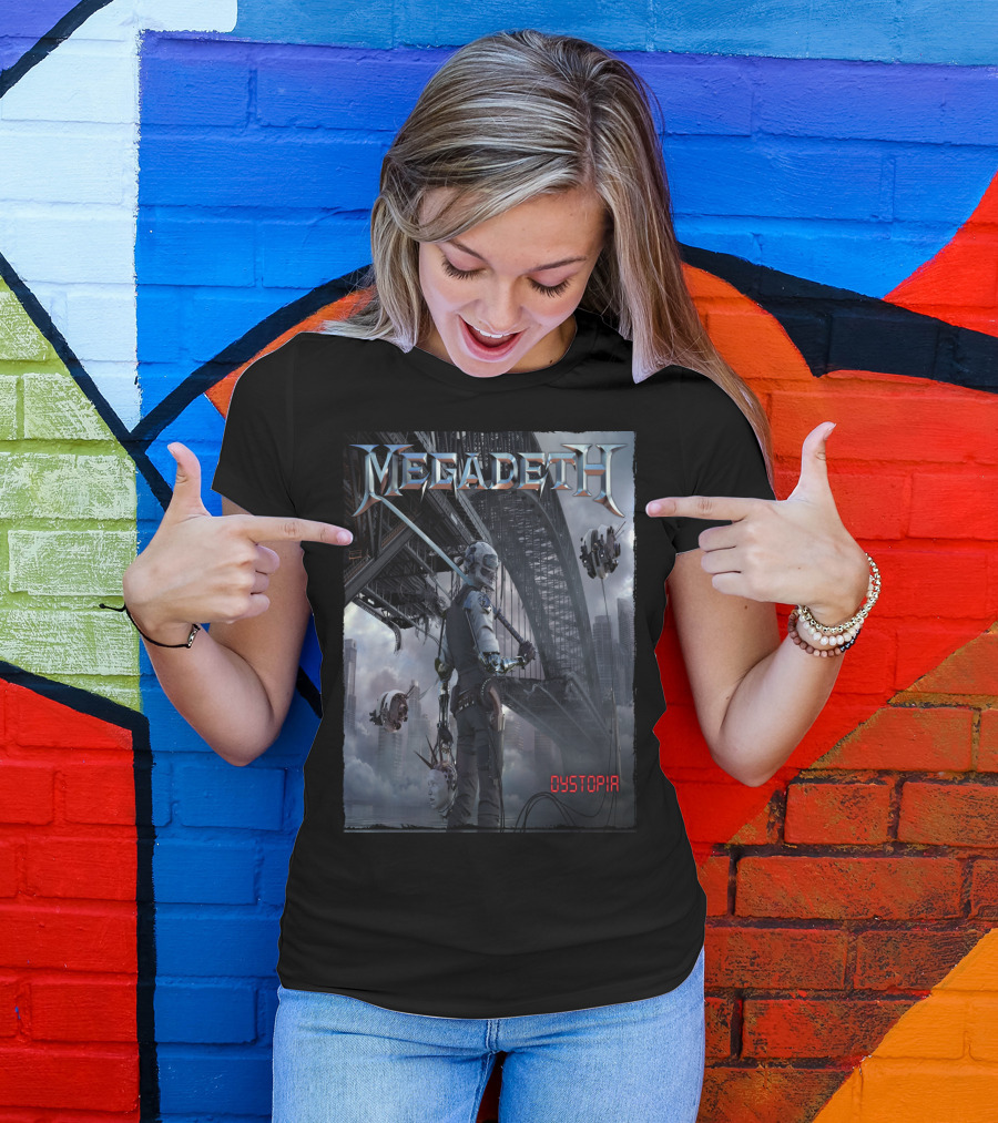 Megadeth Dystopia Album Art Robotic Future Bridge Scene T-Shirt