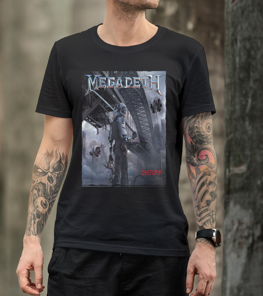 Megadeth Dystopia Album Art Robotic Future Bridge Scene T-Shirt