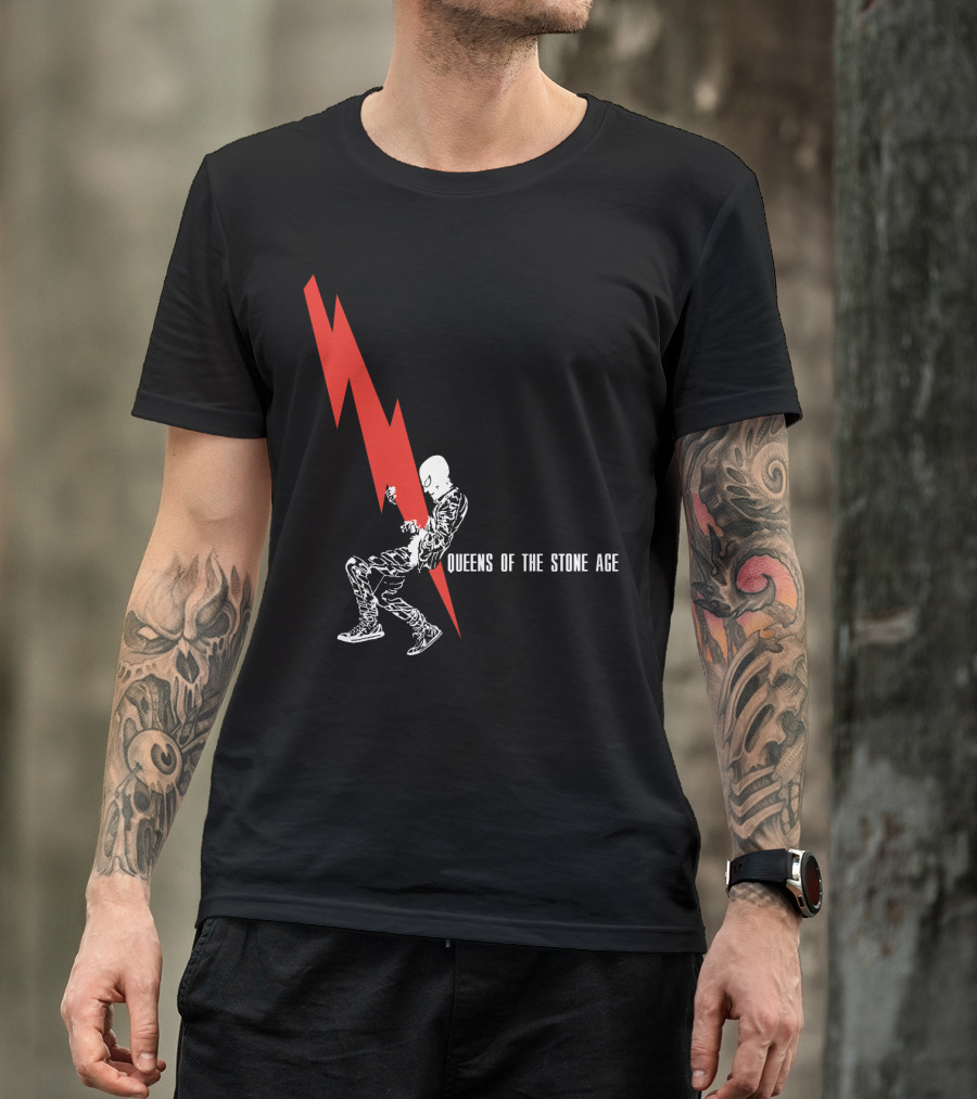 Queens Of The Stone Age Red Lightning Skeleton T-Shirt