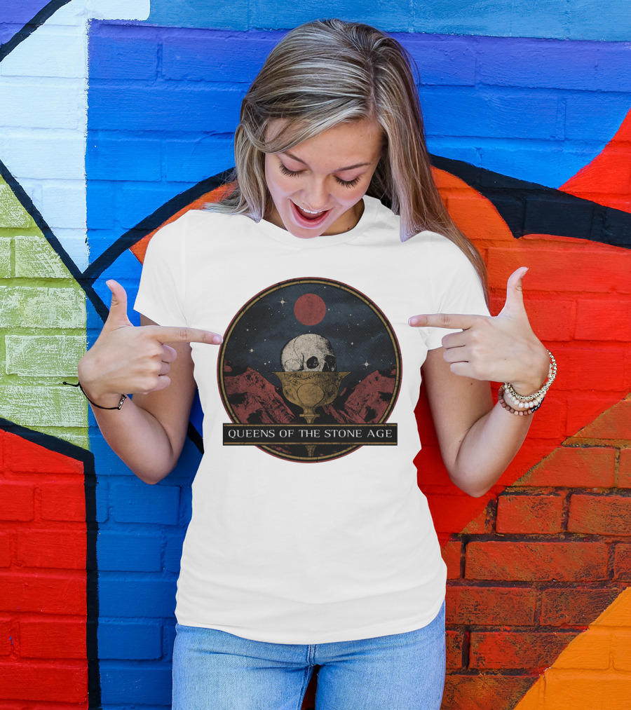 Queens Of The Stone Age Skull Goblet Moon Desert T-Shirt