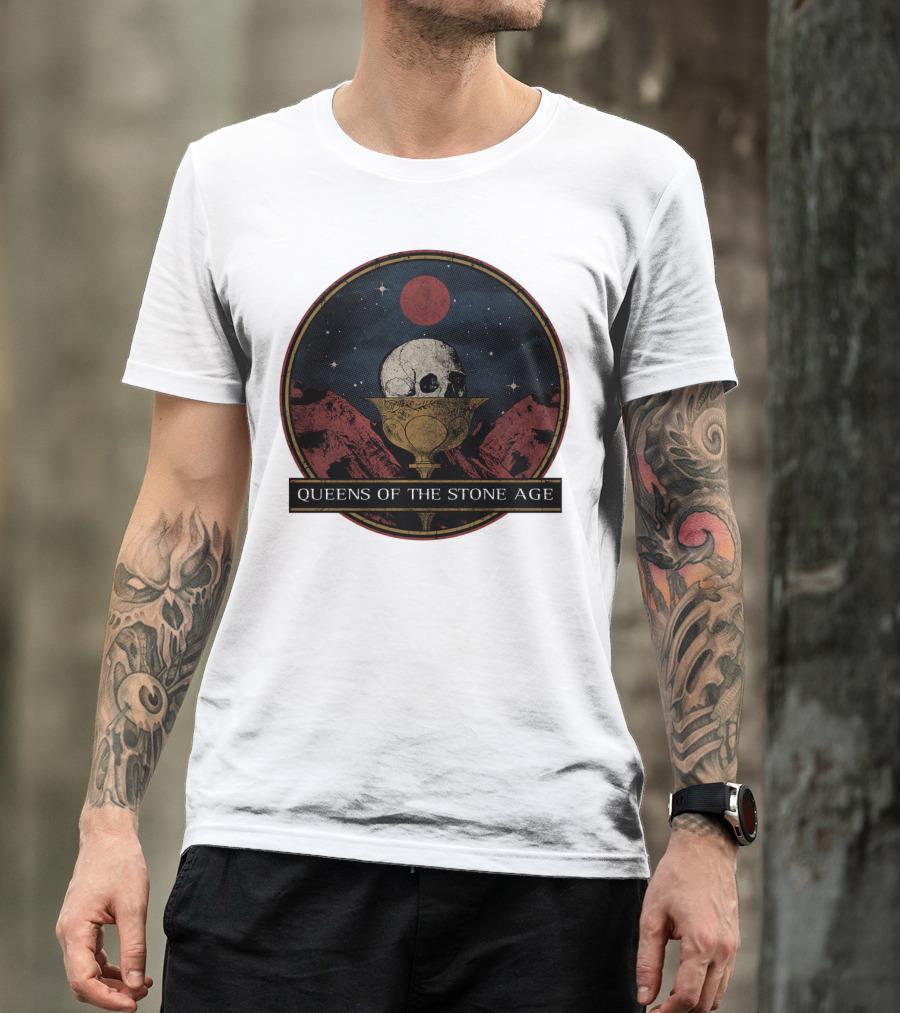 Queens Of The Stone Age Skull Goblet Moon Desert T-Shirt
