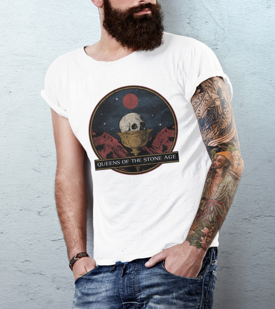 Queens Of The Stone Age Skull Goblet Moon Desert T-Shirt