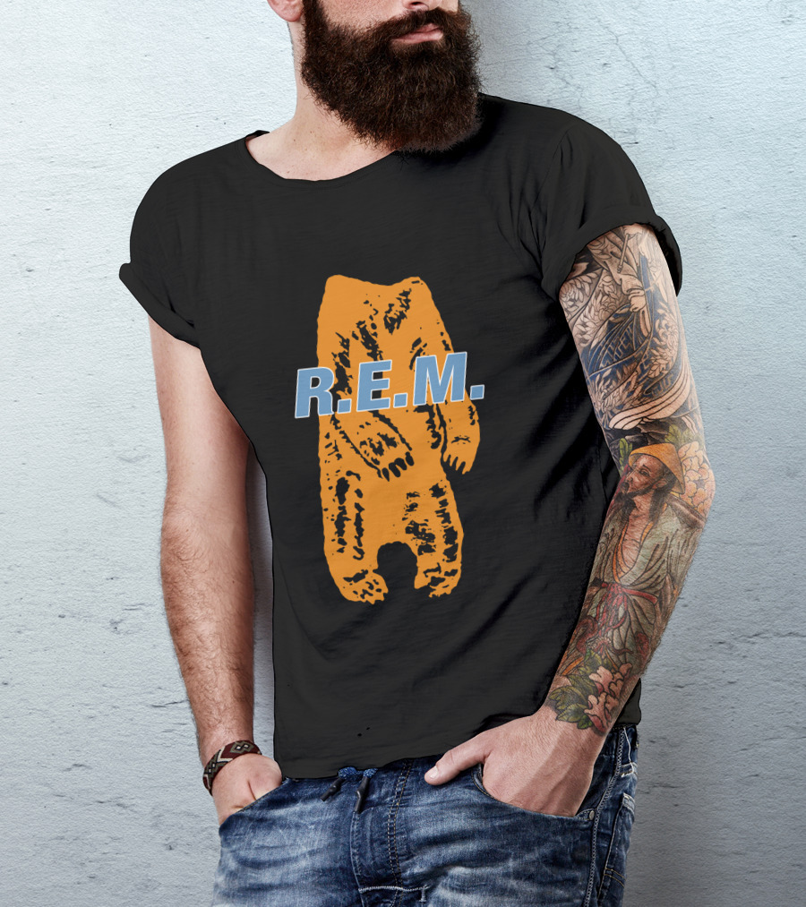 R.E.M. Orange Bear Motif T-Shirt