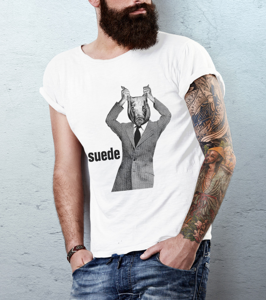Suede Pig Head Suit Man Artwork Sde T-Shirt