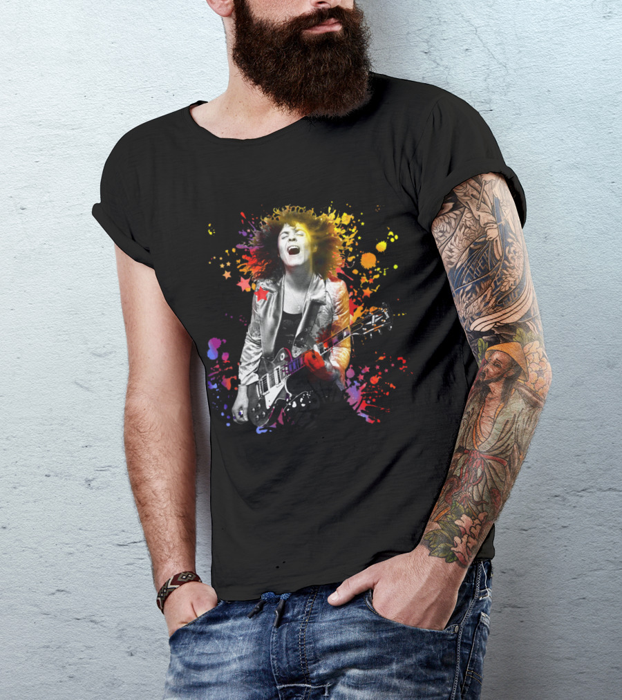 TRX 15 Colorful Guitarist With Splatter Background T-Shirt