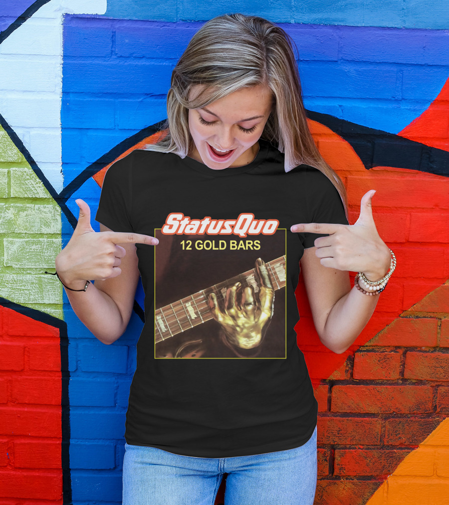 StatusQuo 12 Gold Bars Guitar Album Cover T-Shirt