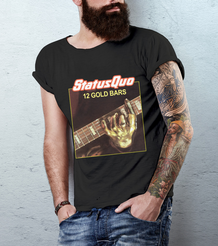 StatusQuo 12 Gold Bars Guitar Album Cover T-Shirt