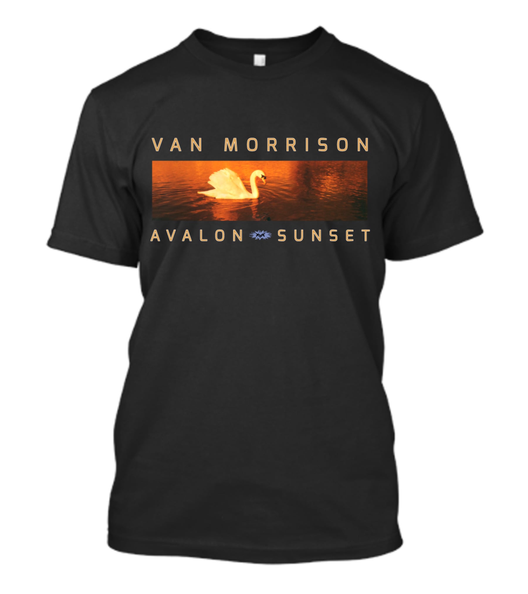 Van Morrison Avalon Sunset Swan On Golden Water T-Shirt