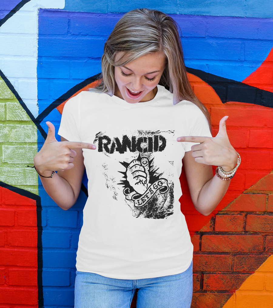 Rancid Let's Go Fist Logo Grunge Style T-Shirt