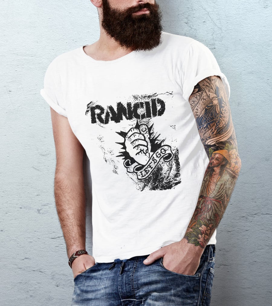 Rancid Let's Go Fist Logo Grunge Style T-Shirt