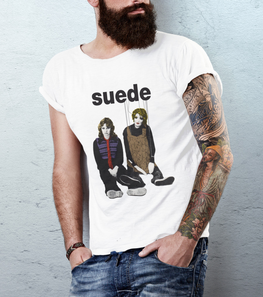 Suede Band Puppet Imagery With Colorful Outfits T-Shirt