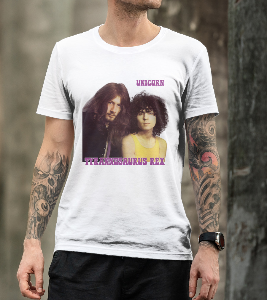 Unicorn Tyrannosaurus Rex Band Members Retro Photo T-Shirt