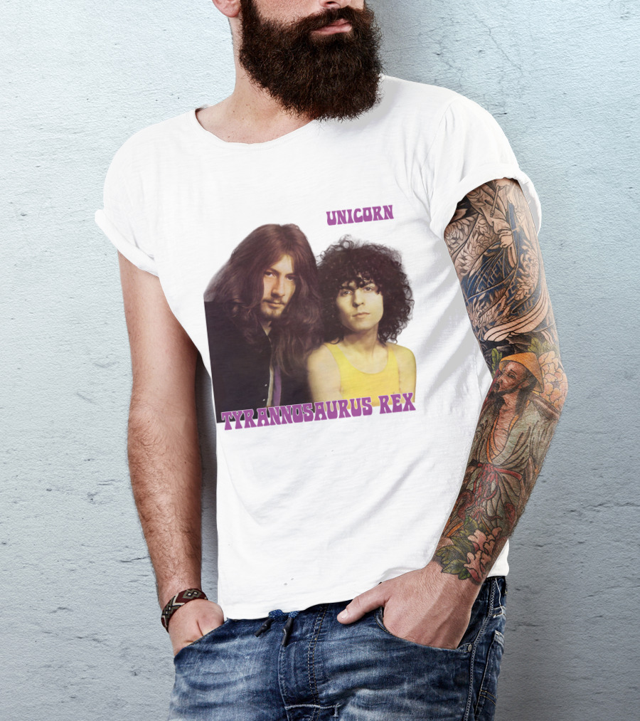 Unicorn Tyrannosaurus Rex Band Members Retro Photo T-Shirt