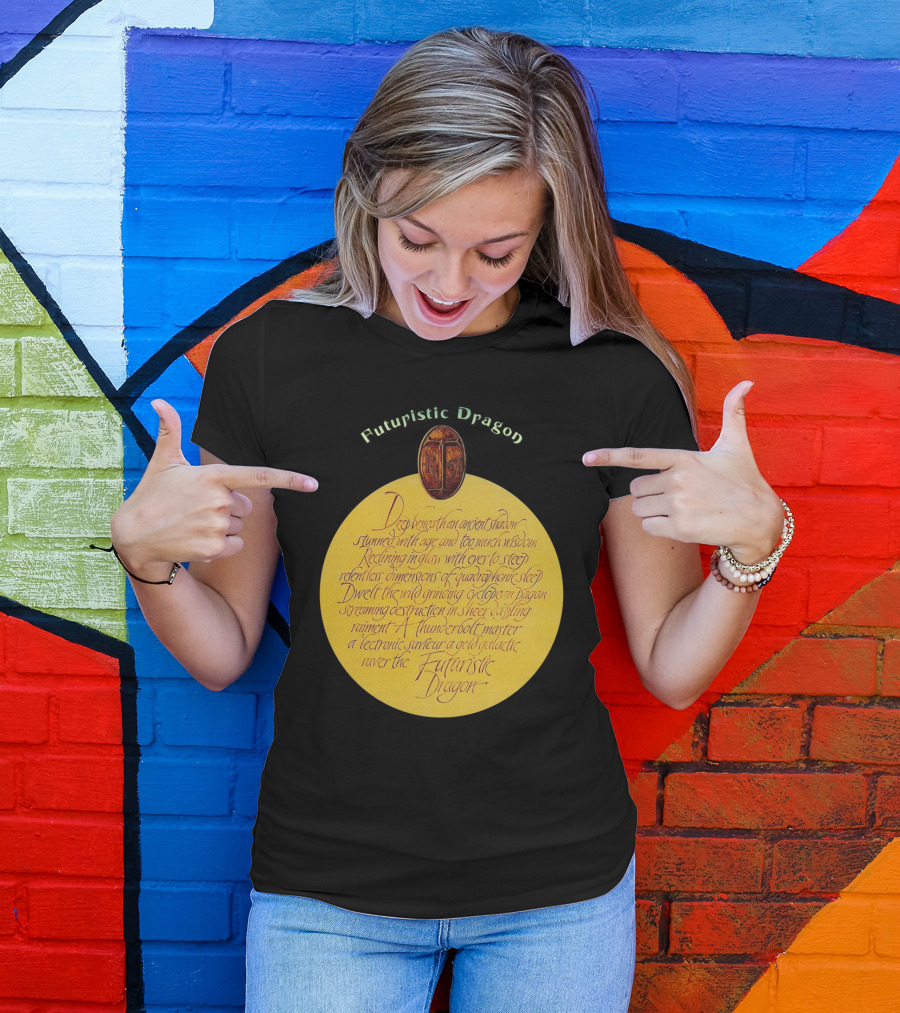 Futuristic Dragon Dwelling In Ancient Shadows With Thunderbolt Mastery T-Shirt