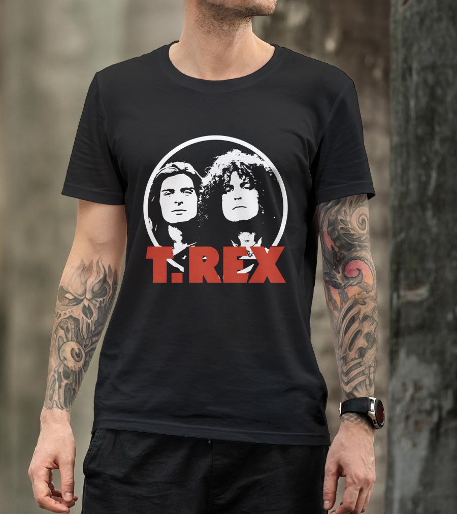 T. Rex Band Graphic Portrait With Bold Red T-Shirt