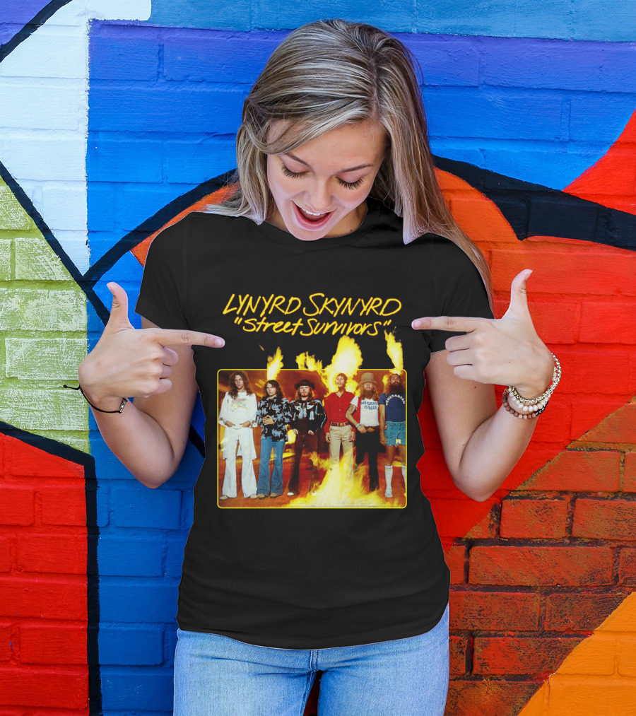 Lynyrd Skynyrd Street Survivors Album Cover Art Fiery T-Shirt