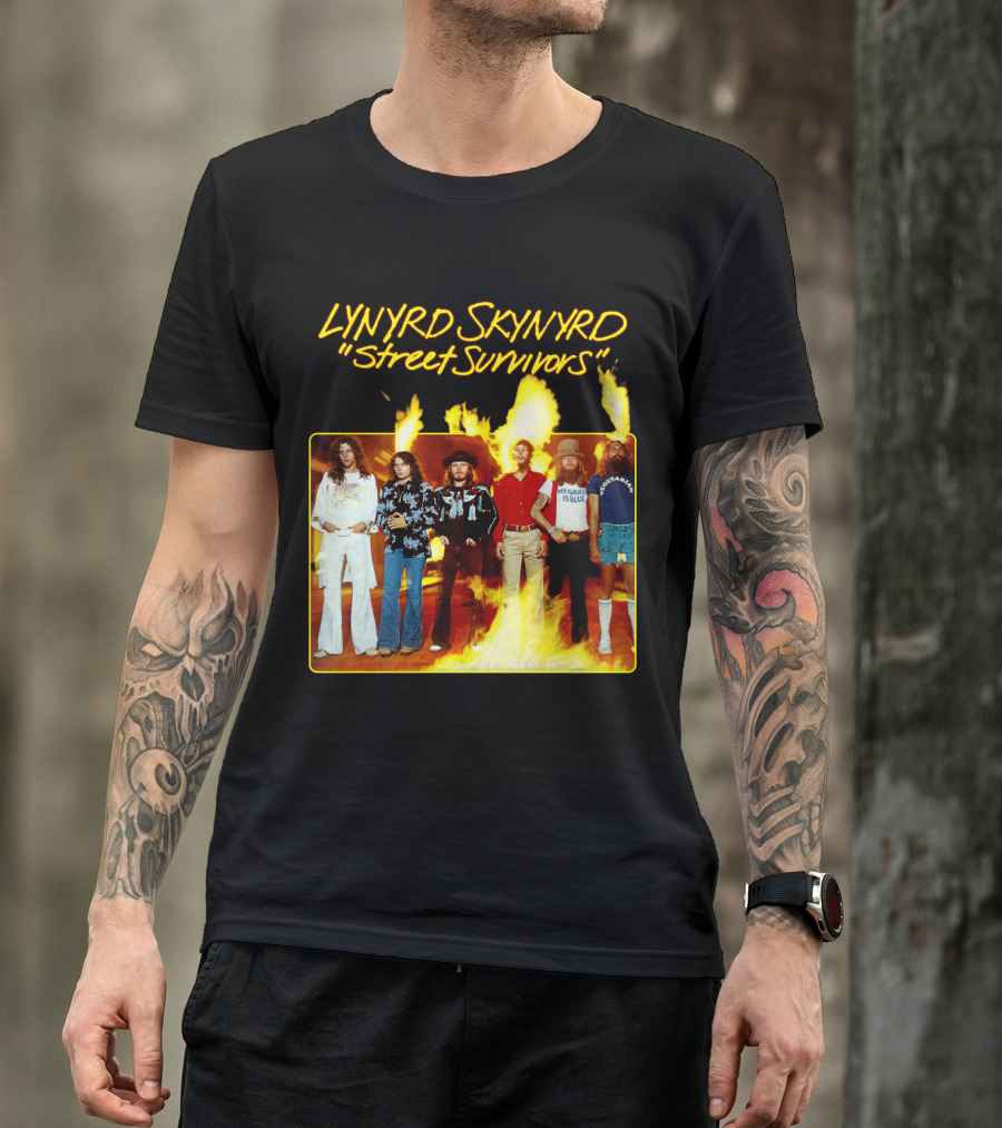 Lynyrd Skynyrd Street Survivors Album Cover Art Fiery T-Shirt