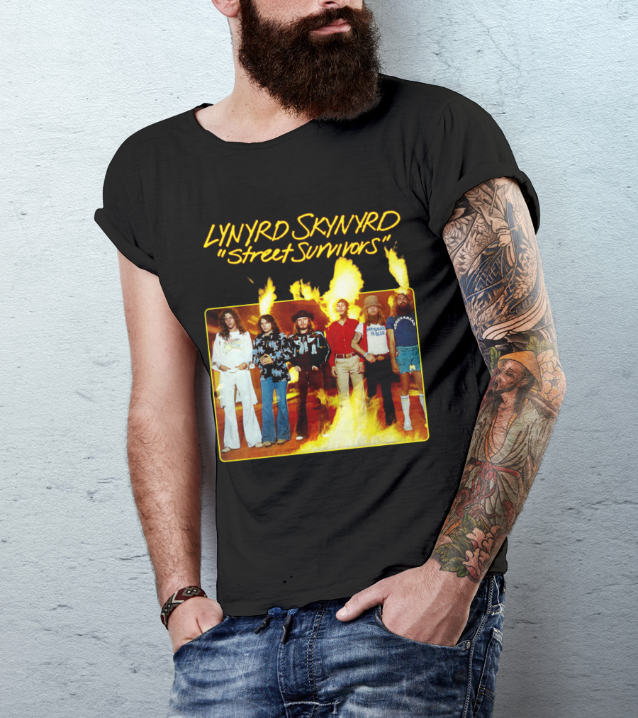 Lynyrd Skynyrd Street Survivors Album Cover Art Fiery T-Shirt