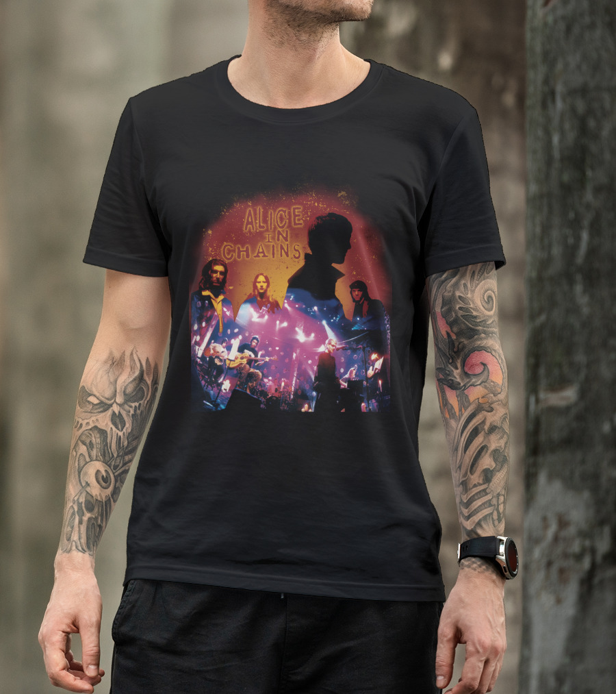 Alice In Chains Band Silhouette Concert Performance Collage T-Shirt