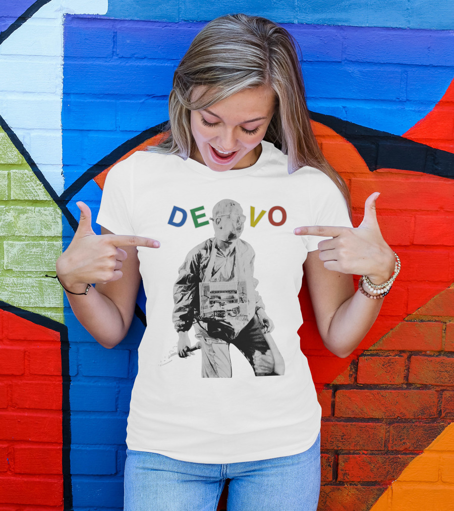 Devo Man With Jacket And Guitar T-Shirt