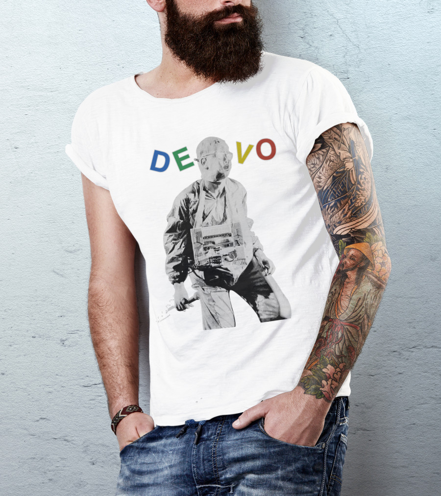Devo Man With Jacket And Guitar T-Shirt