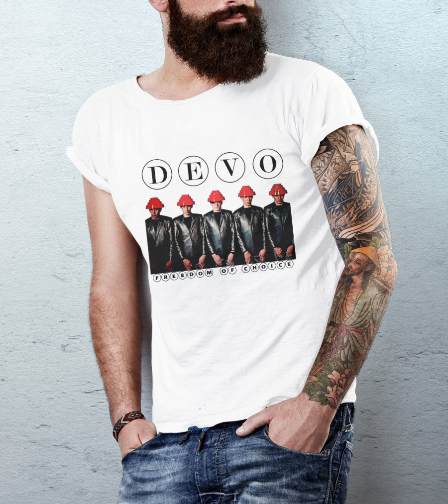 Devo Freedom Of Choice Red Energy Dome Hat Band Members T-Shirt