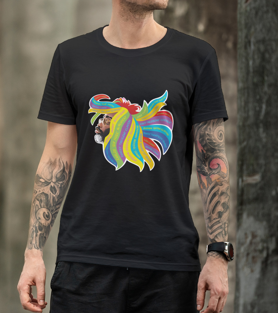 Psychedelic Funk Portrait With Bootsy Collins Dr. Funkenstein References In Vibrant Afro  Colors T-Shirt