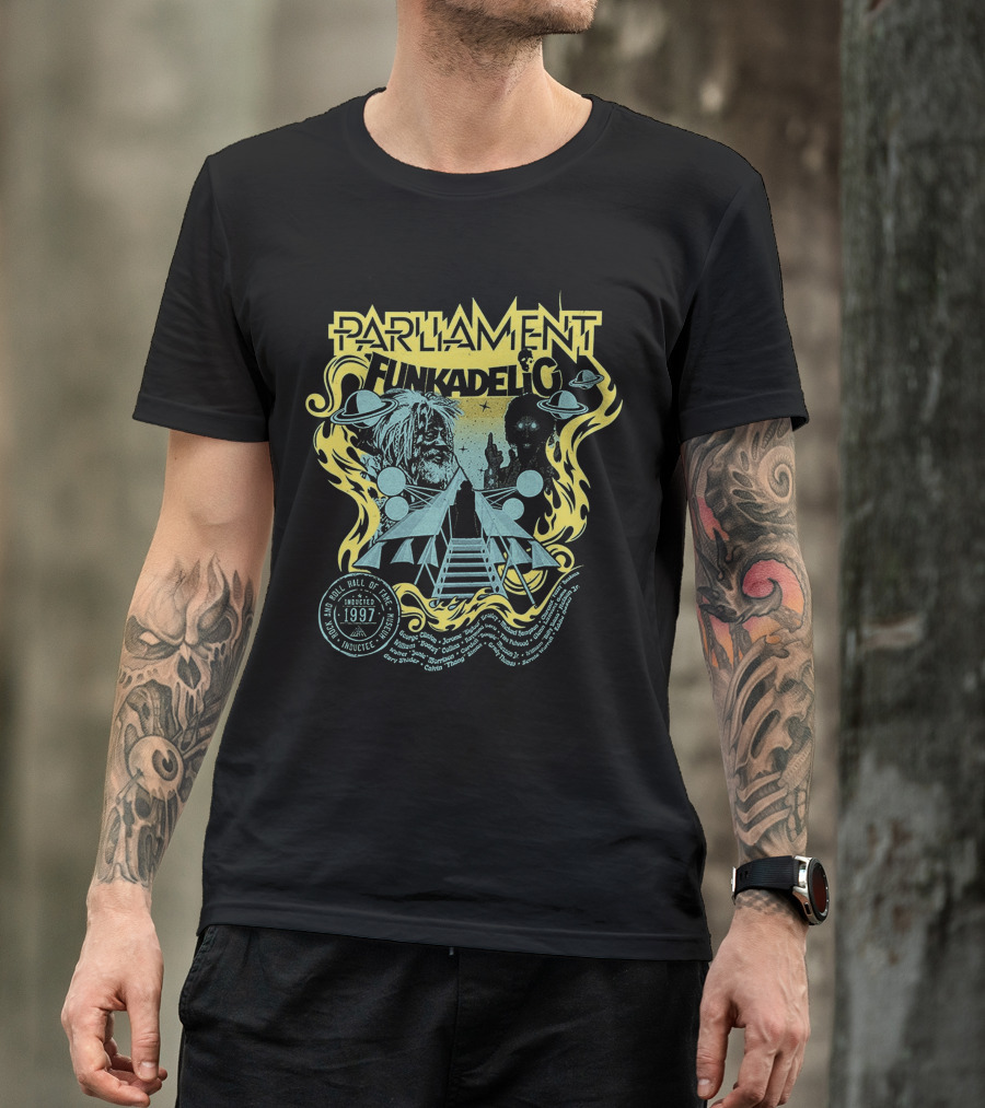 Parliament Funkadelic Rock And Roll Hall Of Fame Inductee 1997 Space Themed T-Shirt